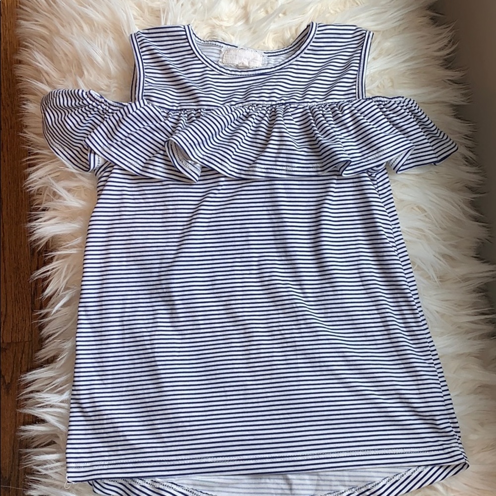 Girl Shirt - Soft Cotton - Stripe Navy Blue